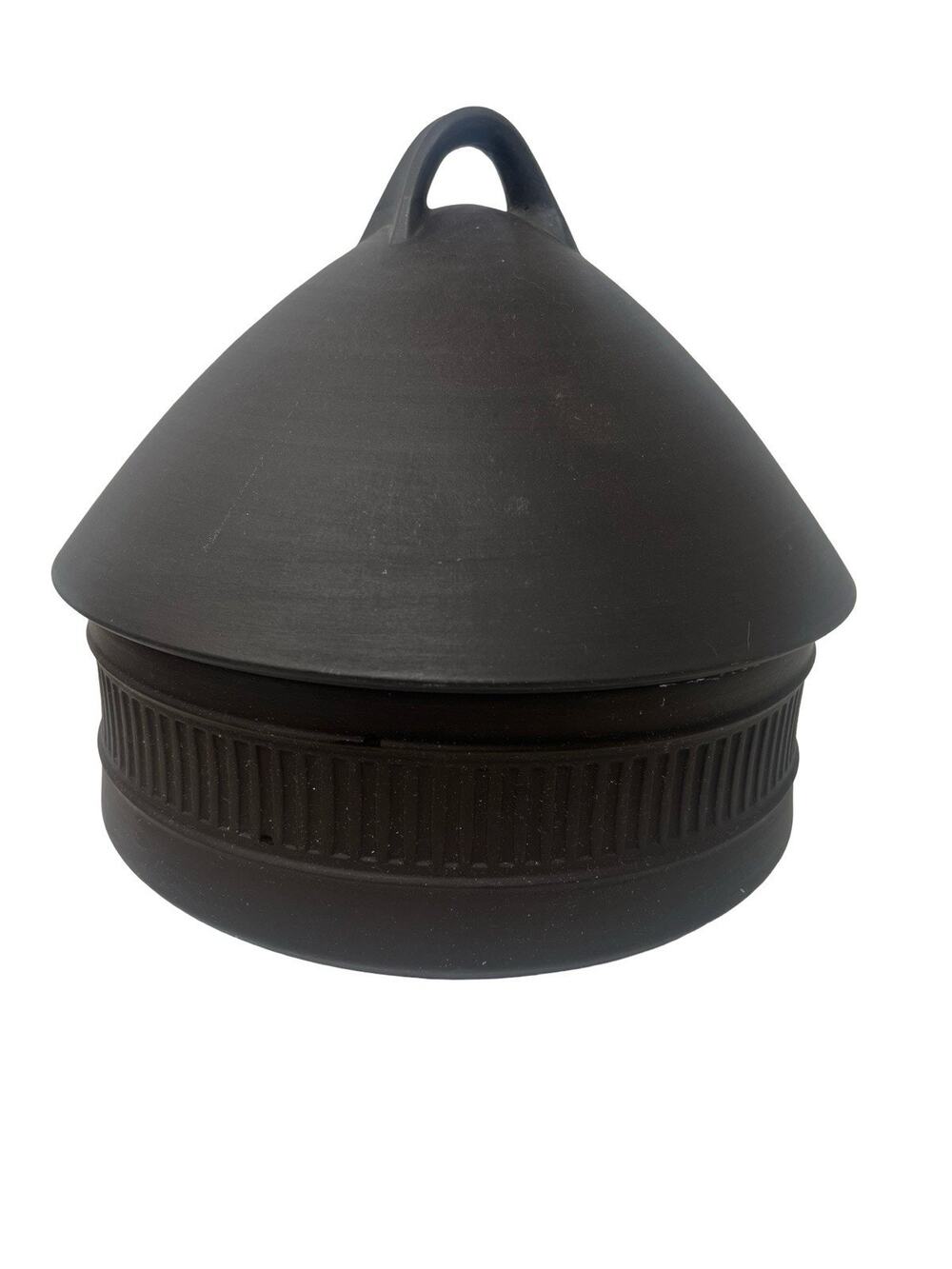 Dansk Design Danish Modern Round Covered Fluted Brown Casserole Oven Dish Lid 8"